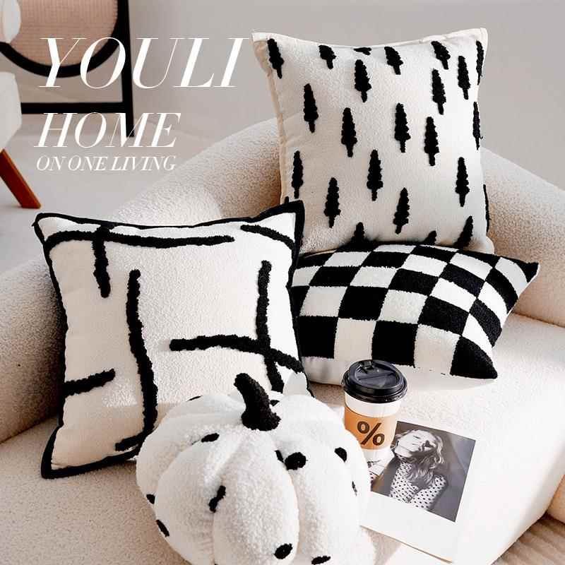 奶油色ins风艺术高级南瓜抱枕套沙发抱枕靠枕样床上飘窗靠垫含芯