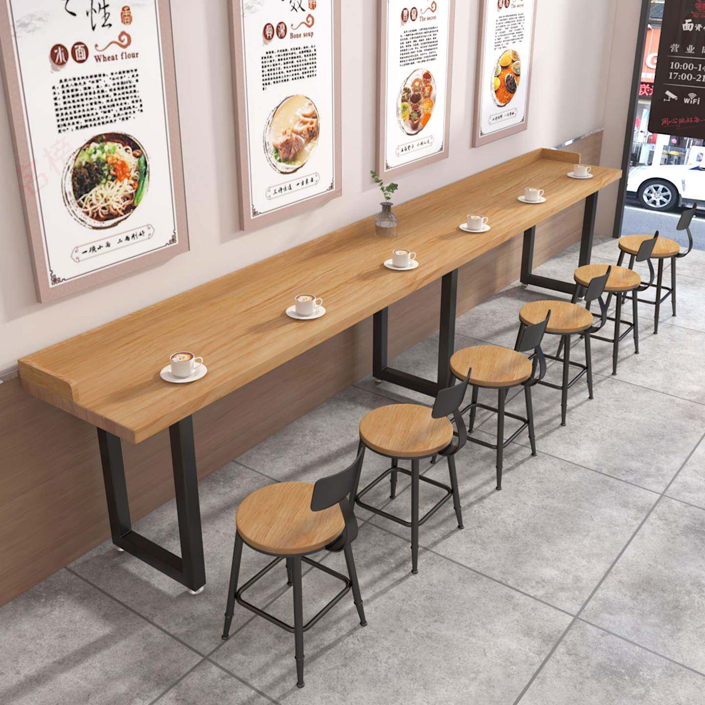 面馆小吃店餐桌餐饮店早餐店便利店奶茶店长条桌靠墙桌椅组合1213