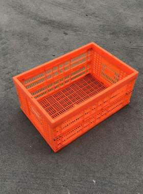 料DWI折叠收纳筐橙色600280橘黄-大号塑胶水果蔬塑菜内式倒锁扣框