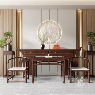 新中式 太实中堂PEG件套供桌香六案木家用客厅农村堂屋师椅八仙桌