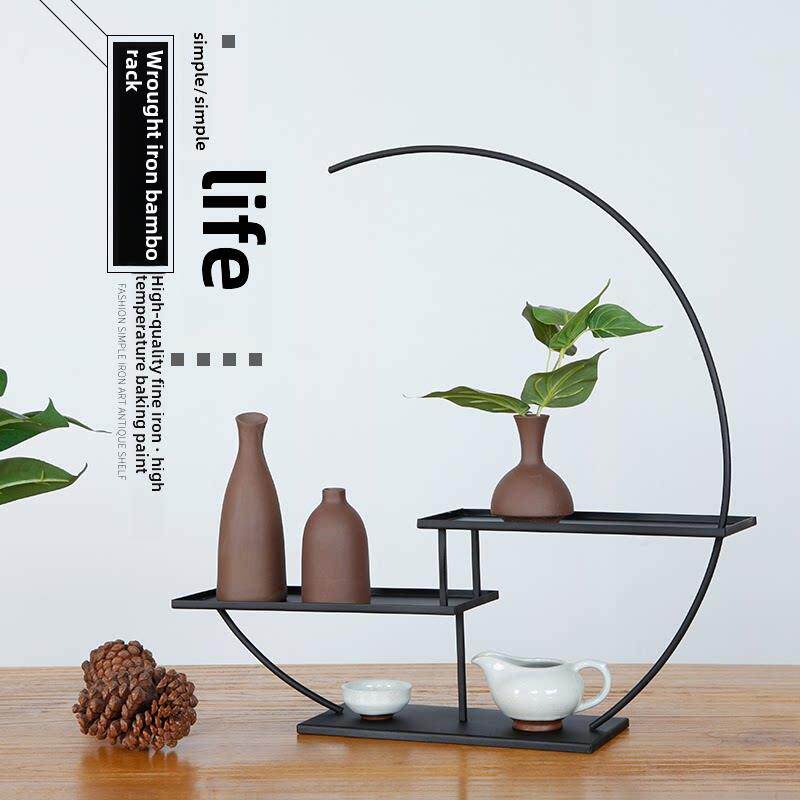 博古架小茶杯架北欧铁艺置物架摆件小工艺品家居创意多宝格简约