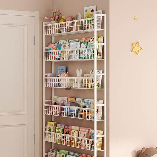 门后置物架铁艺超薄书架落地儿童简易极窄夹缝墙上壁挂家用收纳柜