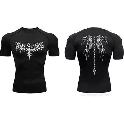 Mens Compression Shirt Anime Print Gym Sport Quick Dry Gym