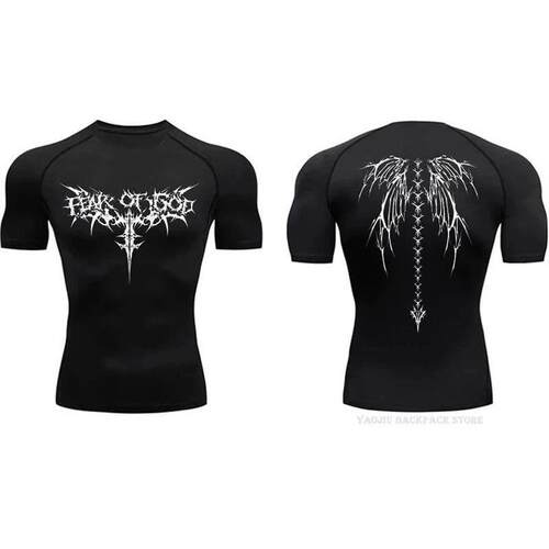 Mens Compression Shirt Anime Print Gym Sport Quick Dry Gym