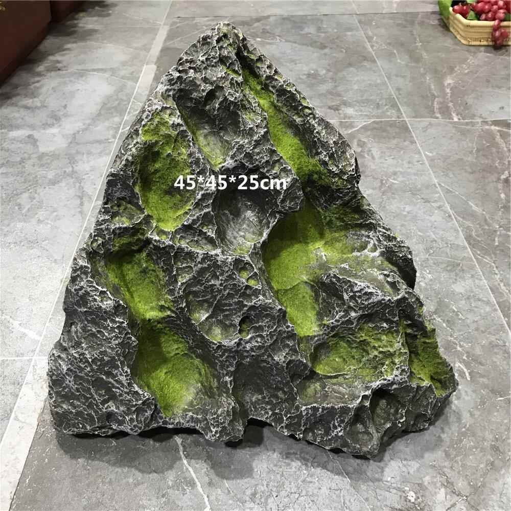 庭院玻璃钢仿真青苔石头室内软装装饰立体假山石摆件微景观造