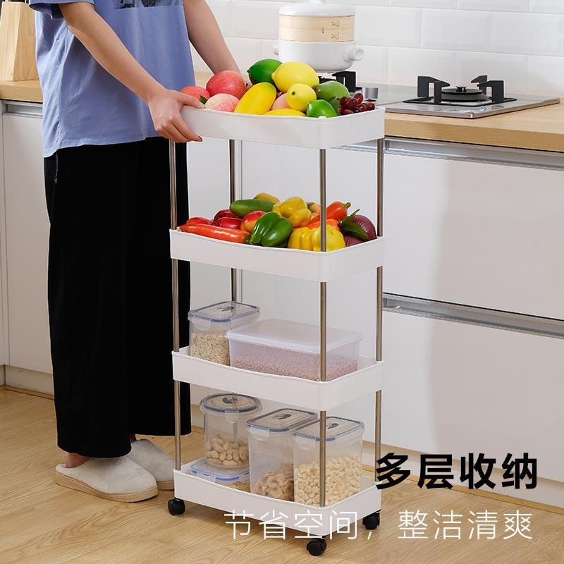 家用零食落地多层小推车置物架带轮书架移动卧室书柜简易宿舍收纳