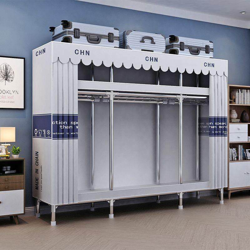 简易衣柜出租房钢架收纳加厚组装家用耐用钢管卧室加粗加固衣橱