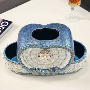 nQv美式轻奢纸巾盒创意纸抽盒家用抽纸盒三件套多功能茶几摆件收