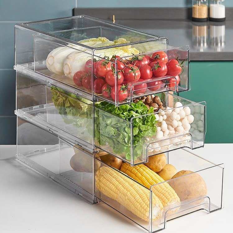 厨房冰箱收纳盒抽屉式冷冻保鲜盒食品级水果鸡蛋蔬菜冷藏储物盒子