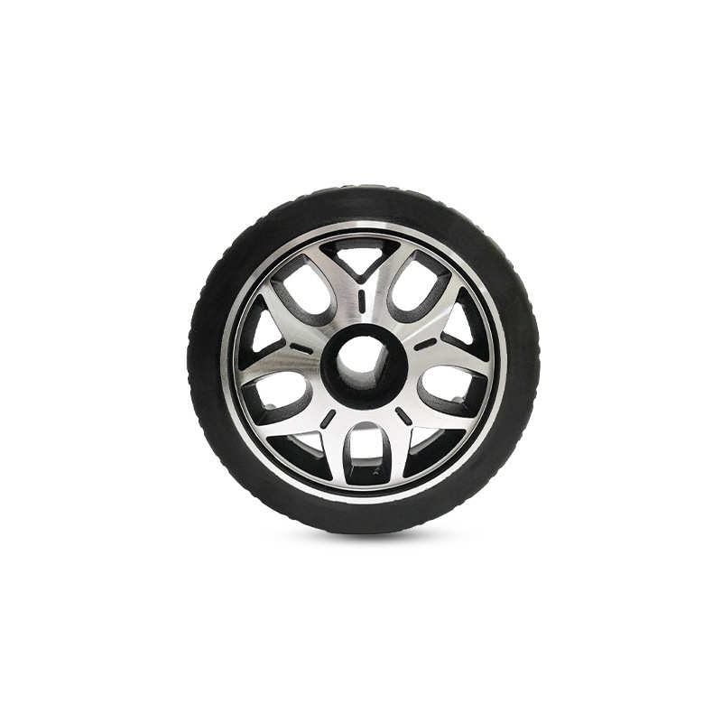 腾茂机器人轮子实心橡胶轮高耐磨防滑加宽D型孔驱动从动轮150*60