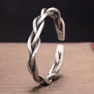 Woven Jewellery Twist Texture Bangles Vintage Bracelet Mens