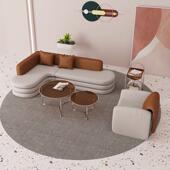 接待沙发办公室拐角洽谈室客厅轻小户型转角布北欧奢艺沙发休息区