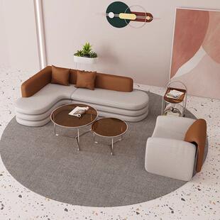 接待沙发办公室拐角洽谈室客厅轻小户型转角布北欧奢艺沙发休息区