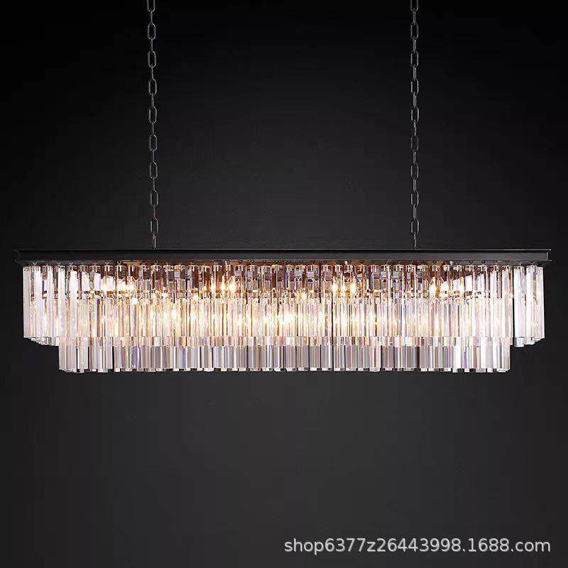 餐厅水晶吊灯美式现代简约一字长条设计师轻奢饭桌前台茶室吧台灯