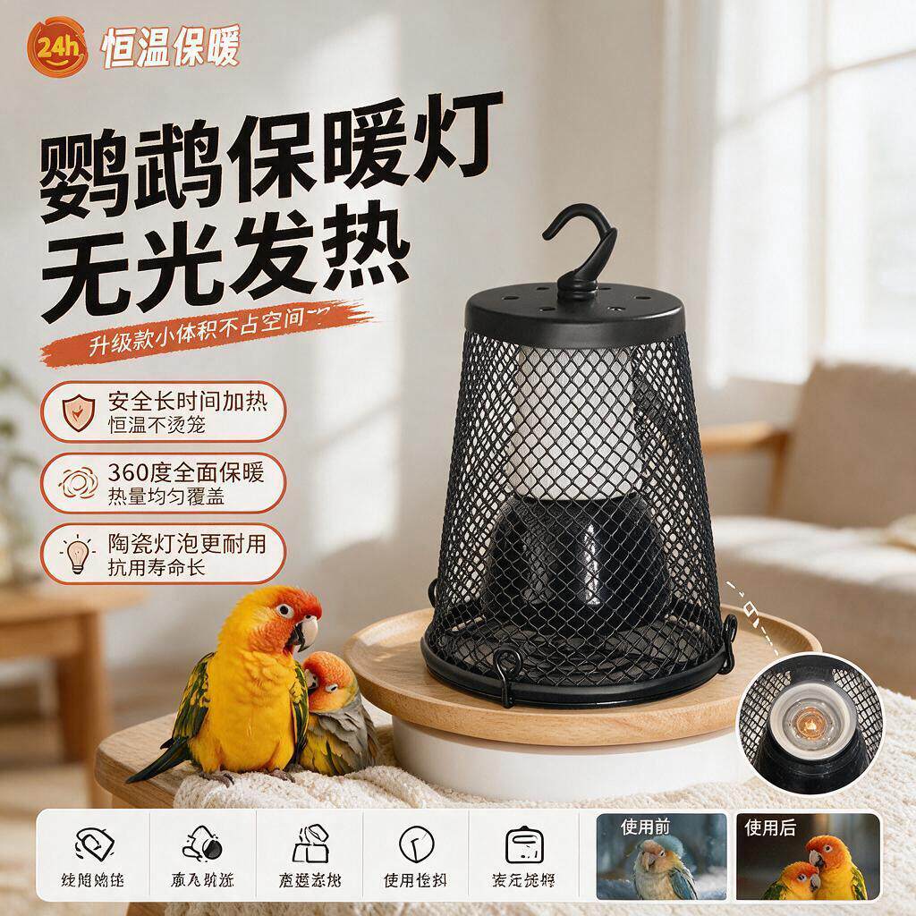 玄凤小太阳鹦鹉保温灯过冬灯保暖神器取暖灯鸟笼加热灯取暖器用品