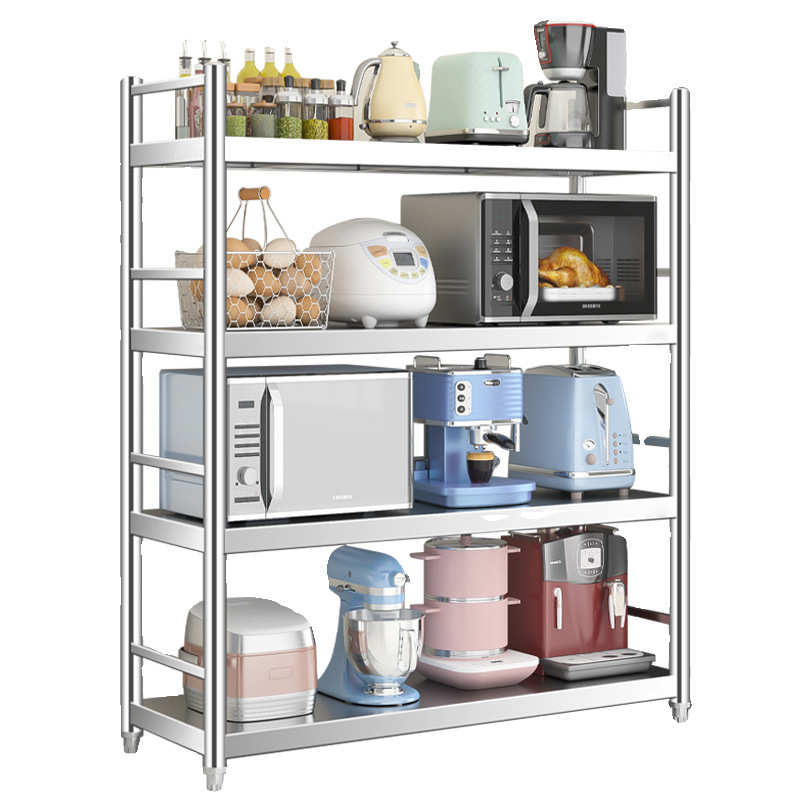 不锈钢厨房置物架带轮子架子可移动多层落地多功能储物架收纳货架