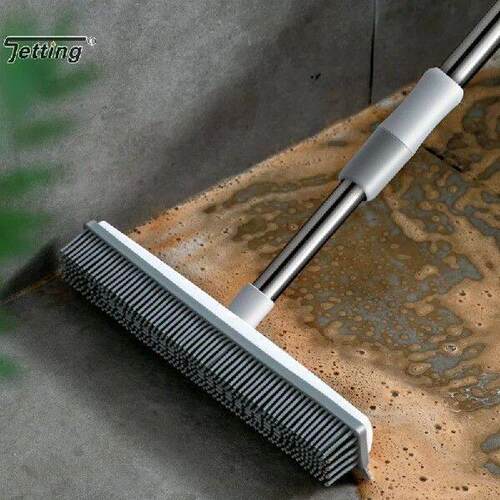 Broom Carpet Rake With Squeegee For Pet Hair Long Handle