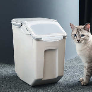 带盖厨房家用储粮桶宠物猫粮桶防虫储物罐 塑料米桶密封防潮10kg装