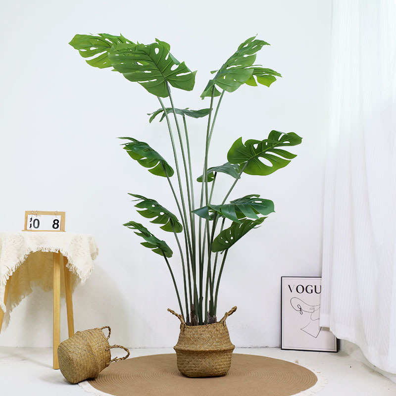 造景龟背竹仿真植物假叶室内装饰盆栽风北欧仿真绿植客厅ins摆件