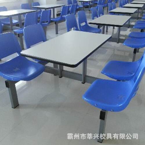 玻璃钢连体餐桌椅学校食堂带靠背圆凳餐桌工厂员工食堂餐桌