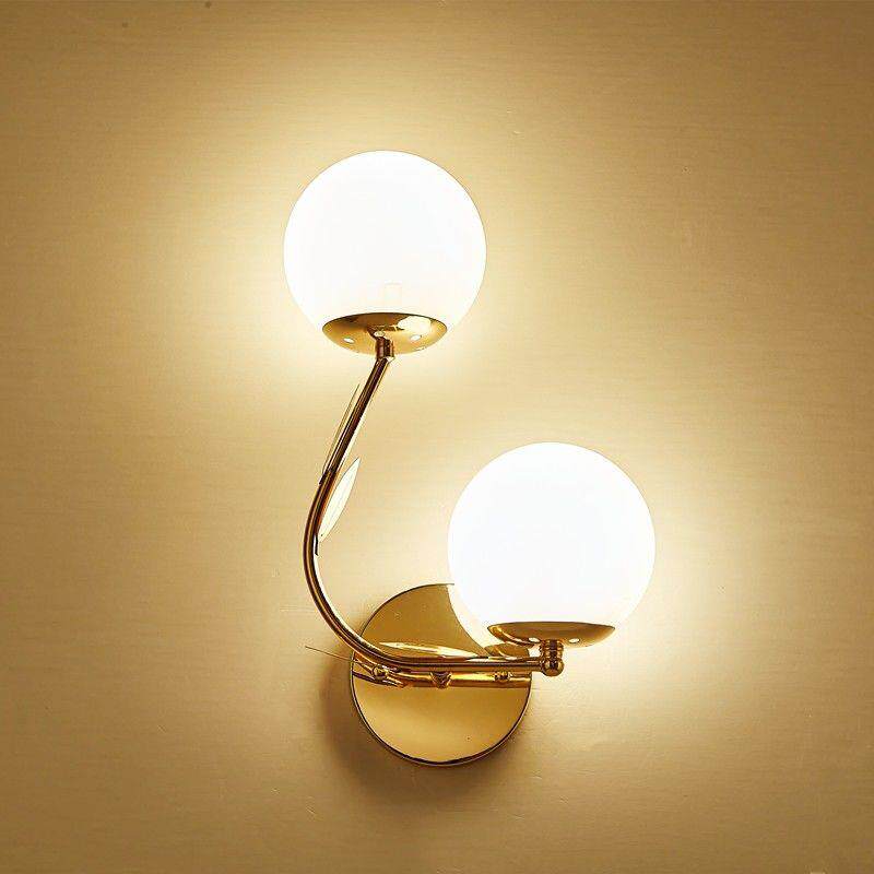 新款led双头壁挂式墙壁灯金色铁艺床头卧室灯客厅阳台楼梯装饰灯