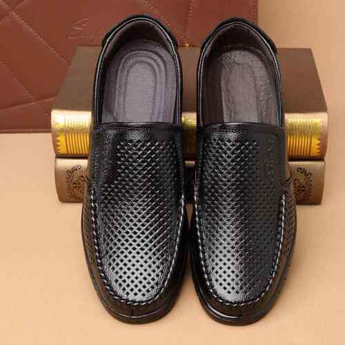 高档202夏男士真凉皮洞洞鞋透季气休闲鞋5男软底镂空一脚蹬驾车皮