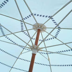 饰摆摊海滩 奶白定造纯白商场装 仿木户外纤维骨太阳伞 广告遮阳伞