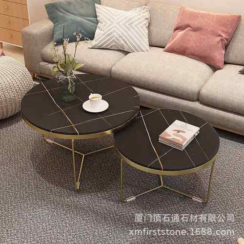 跨境轻奢岩板户茶几圆大FSG566形简约网红理石桌客厅家茶用小型边