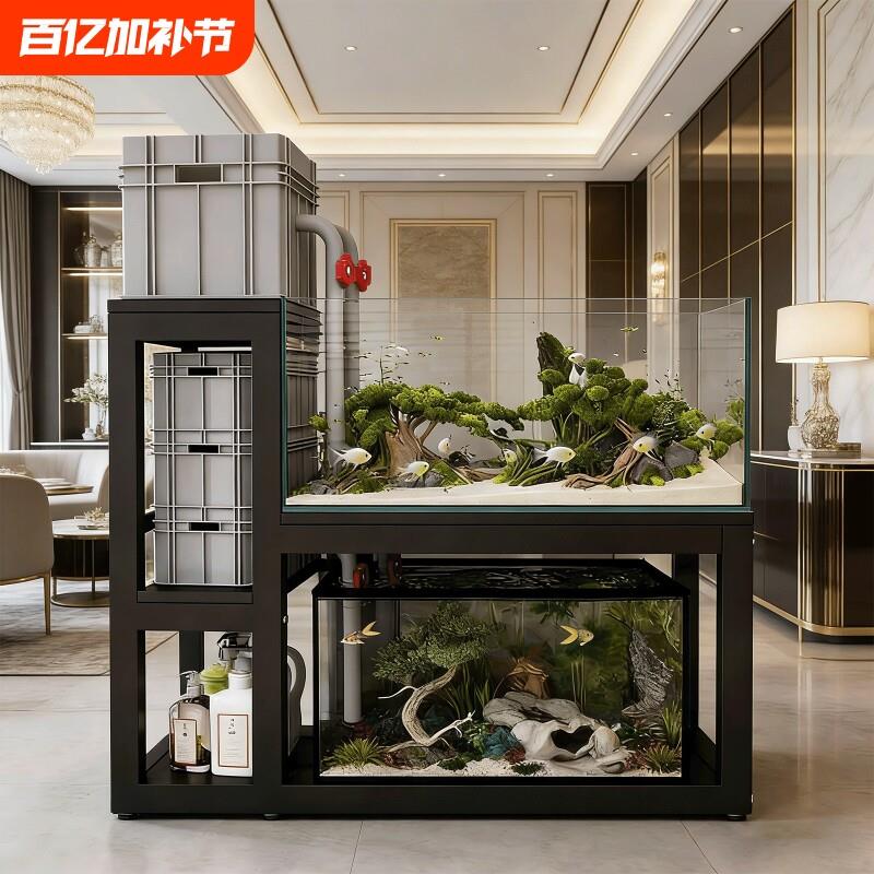 鱼缸架客厅家用组合鱼缸底座办公室鱼缸架子双层落地式水族箱架子