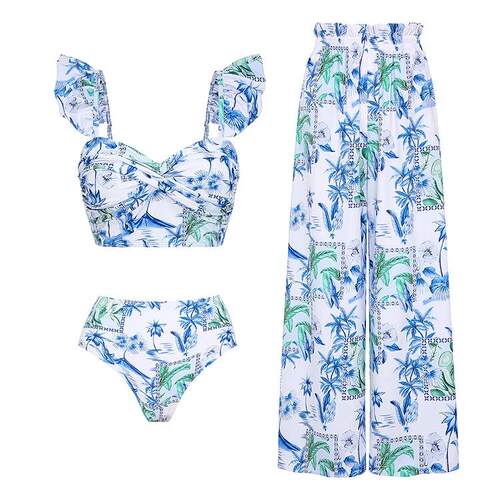 Printed split swimsuit set for women 印花分体泳衣套装女