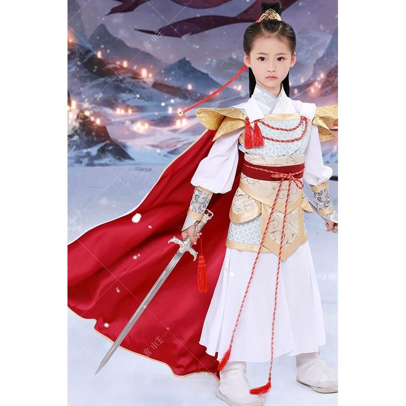 高档影楼摄影写主题儿古童装女童侠女反串汉服将军走秀演出真木服