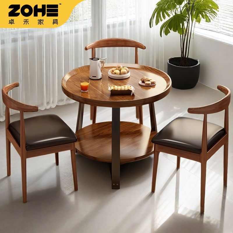 阳台小茶桌小户型餐桌椅组合咖啡厅奶茶店小圆桌接待洽谈桌子