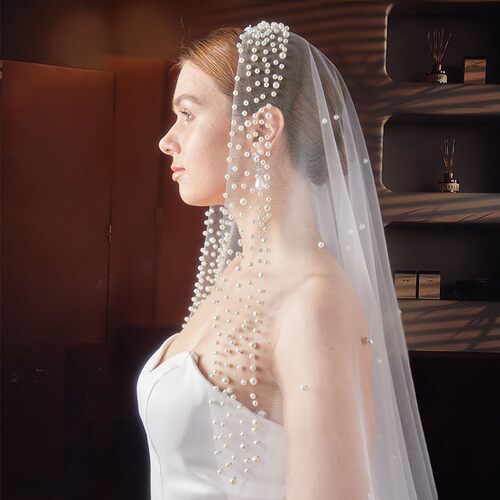 Wedding nail bead single-layer mid veil gorgeous wedding
