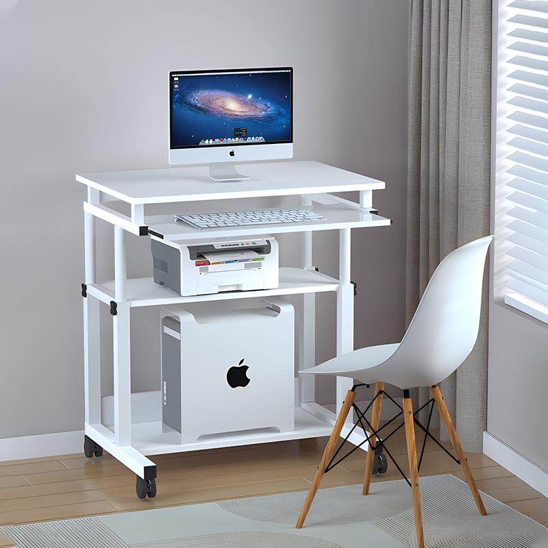 一体多层家用书桌打印升降双层小型卧室移动台式桌两层电脑桌迷你
