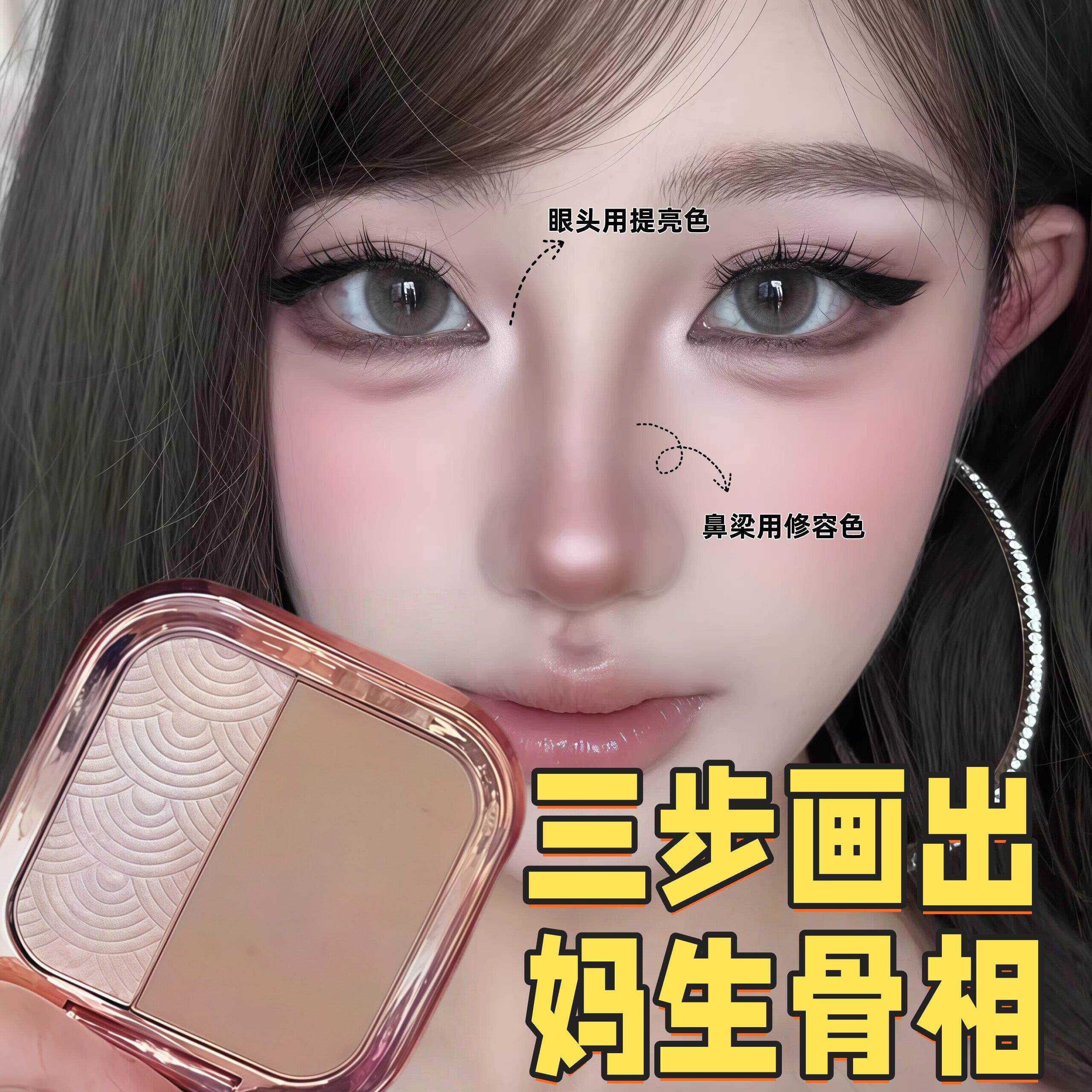 一盘搞定全脸!双色面部修容盘立体修容新手易晕染不显脏不脱妆