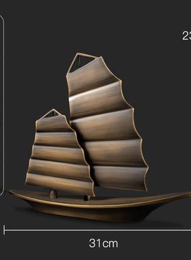 正品办公桌面黄铜一帆室风业顺电视柜乔迁开帆领导装饰轻奢高档船