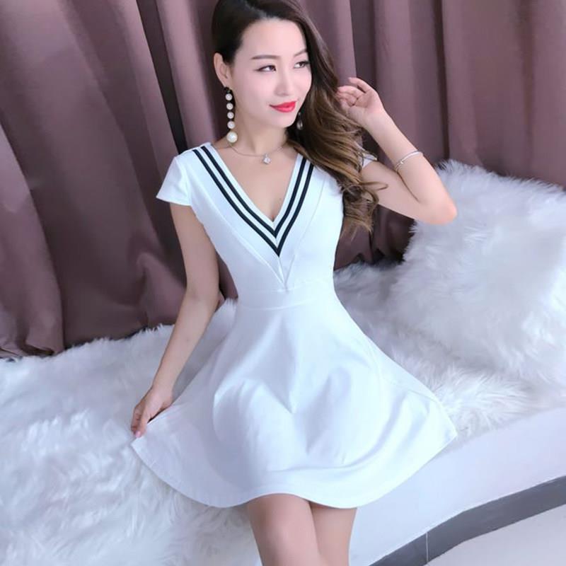 深性感减龄连衣裙收腰显瘦夜店女装低胸露背夜场工装女主播服装