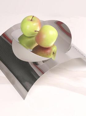 简约创意不锈纳钢水果盘装饰家居MYZ客厅桌茶轻几奢摆件餐收托盘