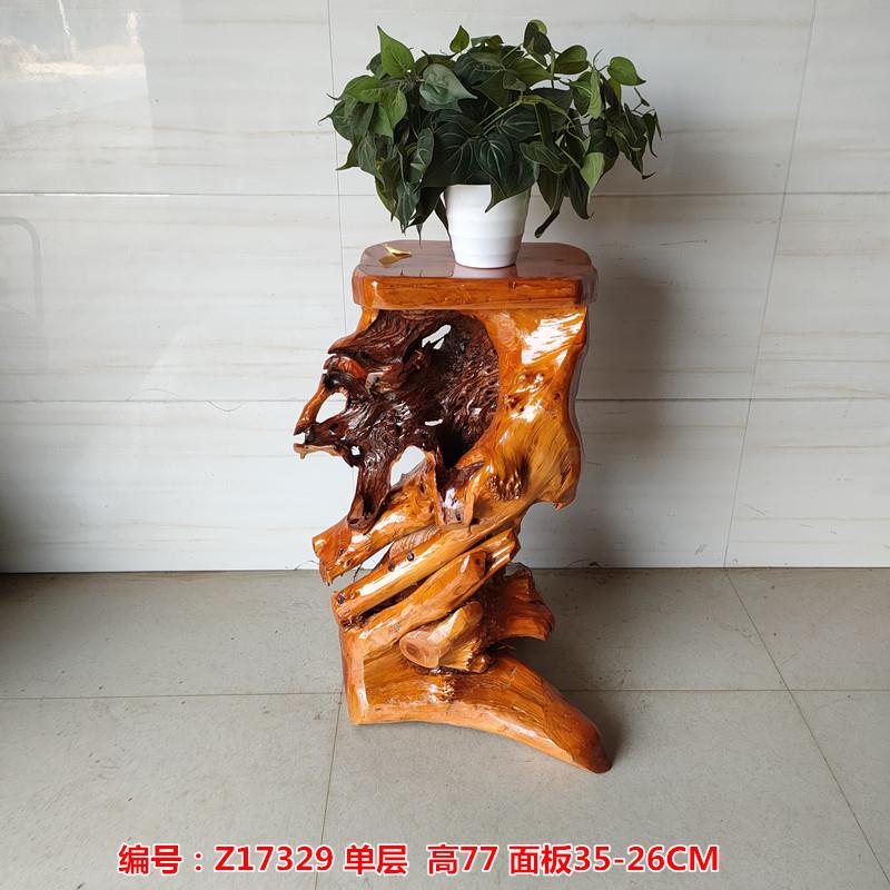 单层花架子天然树根根雕室内家用石头实木客厅多层花盆架摆件底座