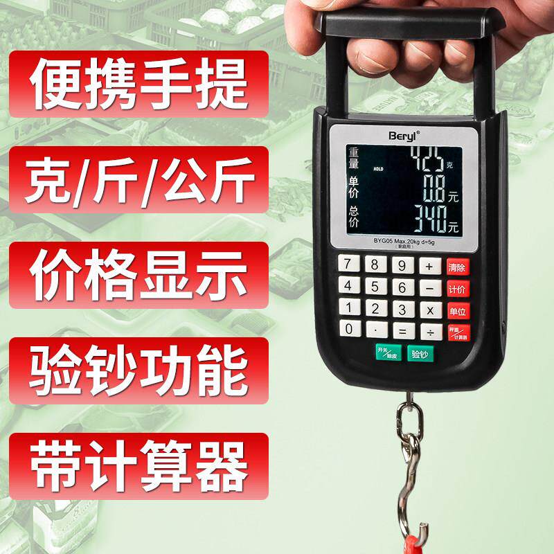 电子手提秤可携式高精度克秤家用买 菜计价秤钓鱼称重快递钩秤小