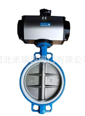 气动对夹蝶阀软密封衬四氟蝶阀双作用蝶阀河北厂家D671F-10Q