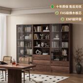中古风书柜实木储物柜一体靠墙法式 覆古客厅展示柜落地柜置物架