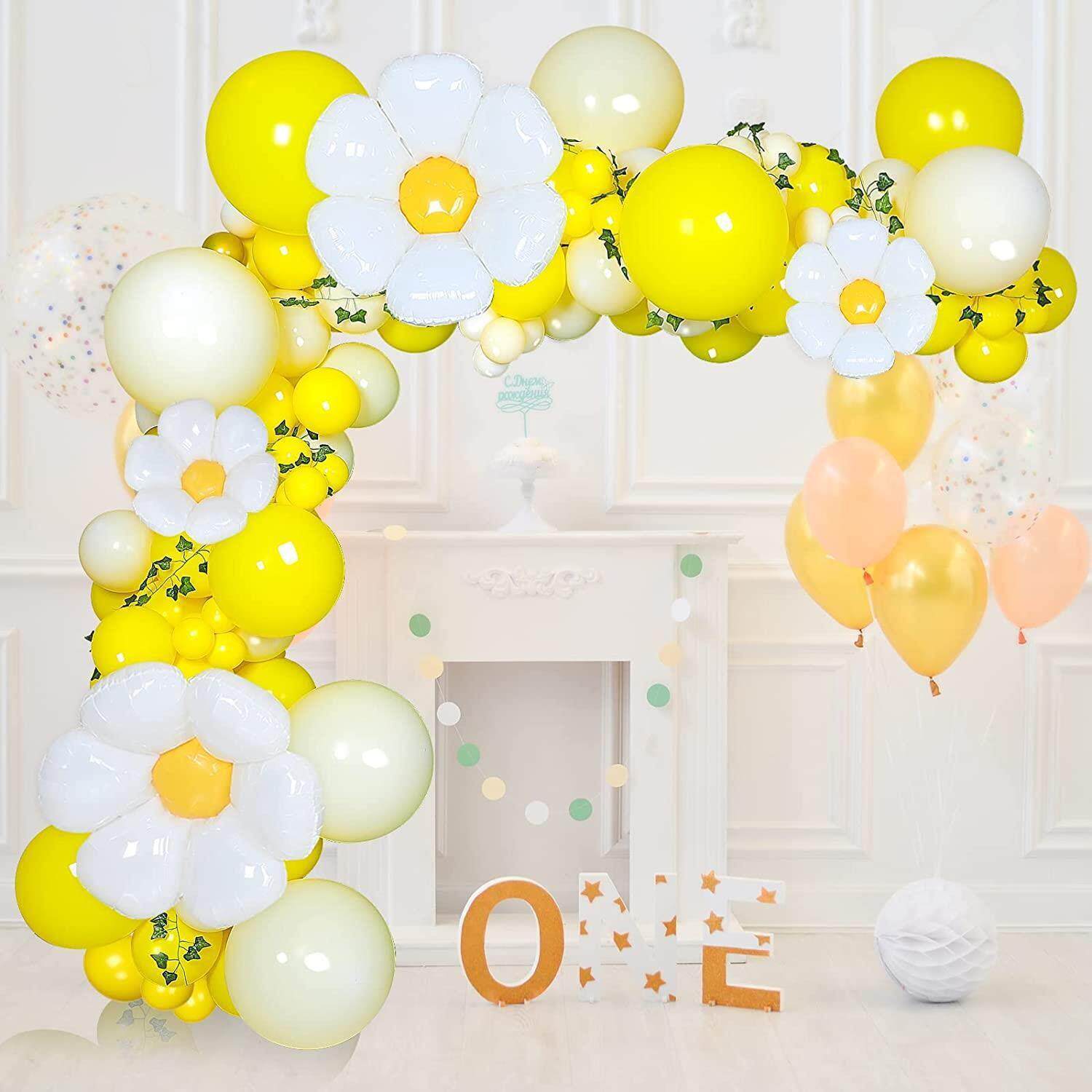 向日葵雏菊黄色气球链套餐小雏菊气球生日派对订婚庆拱门婚礼布置