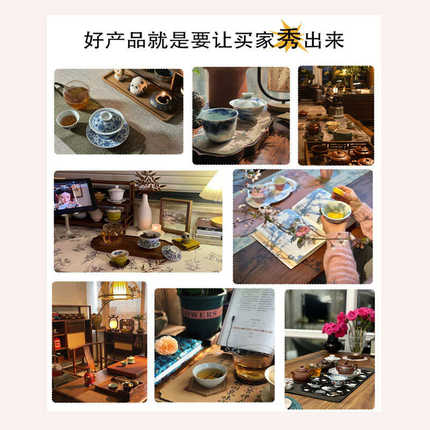 实木腿大板茶桌椅组合一桌五椅家用新中式泡茶台胡桃色办公室茶桌