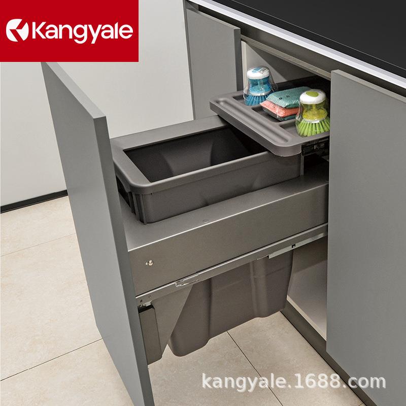 厨用垃圾桶橱柜嵌入式大单桶柜内隐藏垃圾桶大号清洁桶浴室柜抽拉
