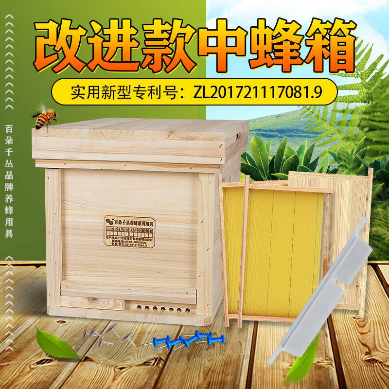 蜜蜂蜂箱全套组装好2024款改进型中蜂专用七框箱百朵千丛养蜂工具