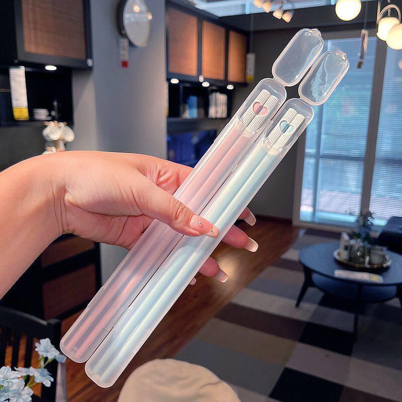 便携情侣合金筷子套装不发霉防滑学生上班族专用出门随身携带方便