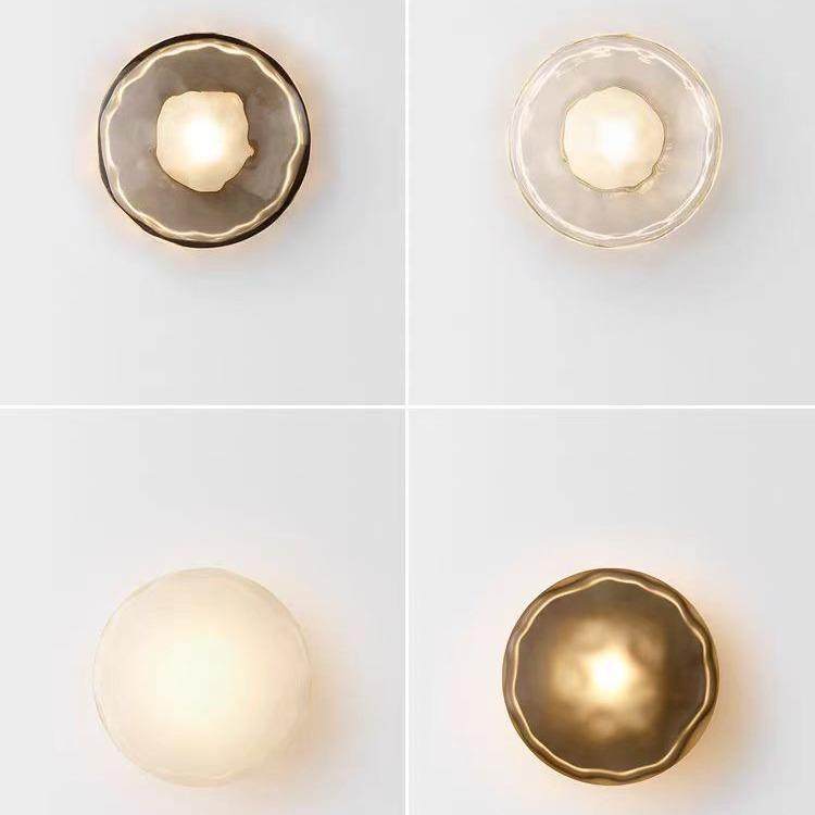 后现代客厅圆形玻璃设计师款样板房楼梯轻奢卧室法式床头书房壁灯