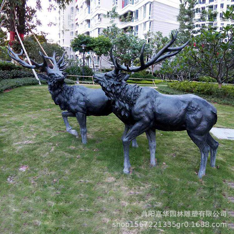 户外花园林景观仿真梅花鹿装饰锻铜动物雕塑古铜工艺品摆件