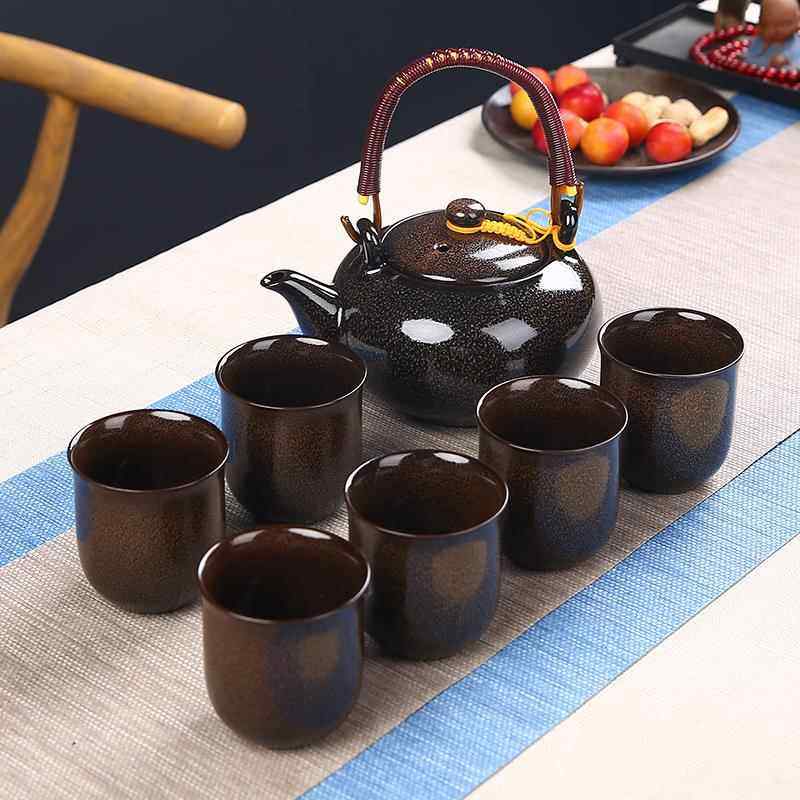 正品复古窑变提梁壶功送夫茶具陶套装家商用礼瓷简约泡用茶壶茶杯,餐饮具,功夫茶具,淘宝优惠券,粉丝福利购,淘宝优惠卷
